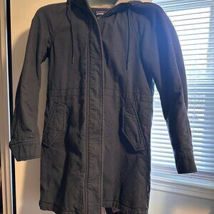 Patagonia Prairie Dawn Insulated Canvas Hooded Parka Jacket XS Navy Blue